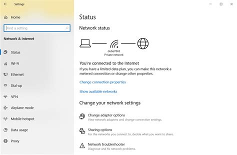 how to check network settings windows 10