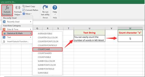 how to check number of words in excel cell