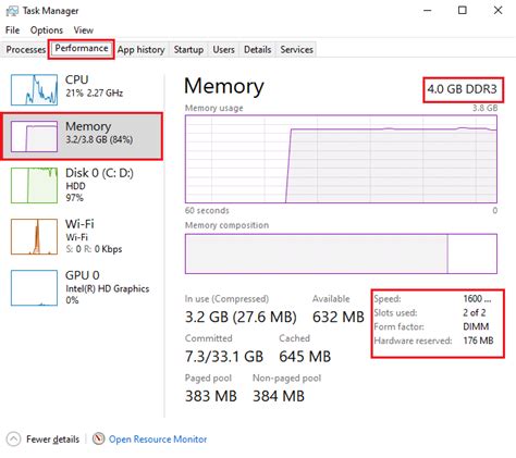how to check ram performance in windows 10