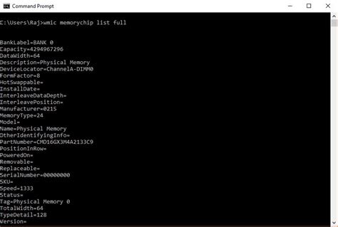 how to check ram type via cmd