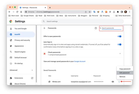 how to check saved passwords in chrome mac