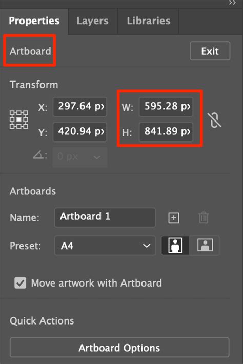 how to check size in ai