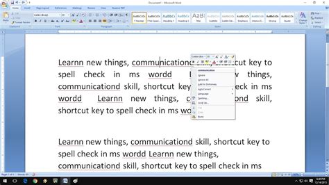 how to check spelling in word shortcut key