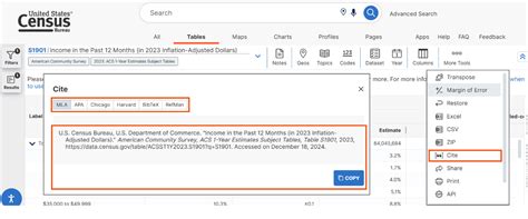 how to cite census data in mla