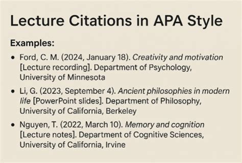 how to cite lecture notes apa style