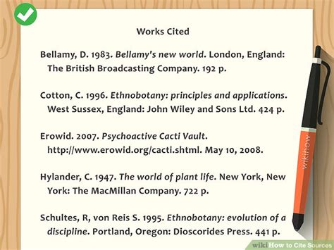 how to cite sources example essay