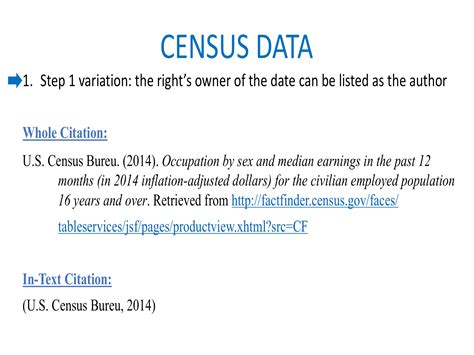 how to cite the us census mla