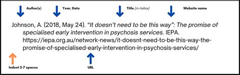 how to cite website apa format in text