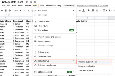 how to clean up data in google sheets