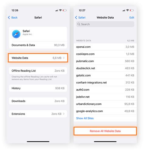 how to clear cache and cookies from apps on iphone