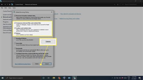 how to clear cache and cookies on windows 10