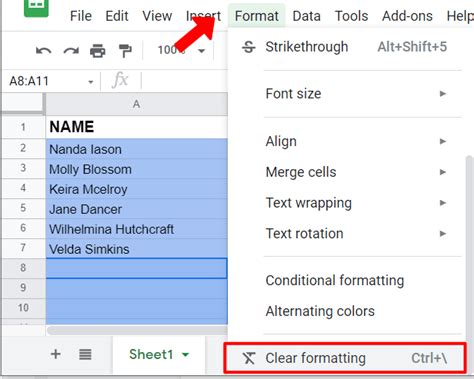 how to clear data from cells in google sheets