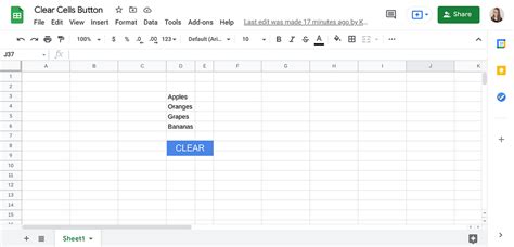 how to clear data from google sheets