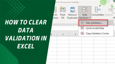 how to clear data validation rules in excel
