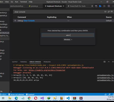 how to clear debug console in vscode