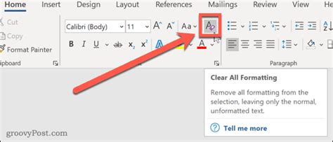 how to clear format text in word