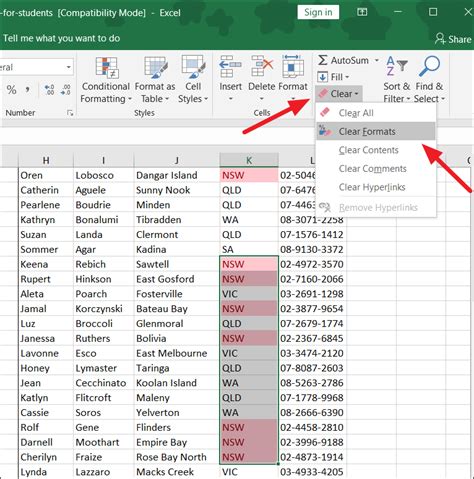 how to clear formatting in excel sheet