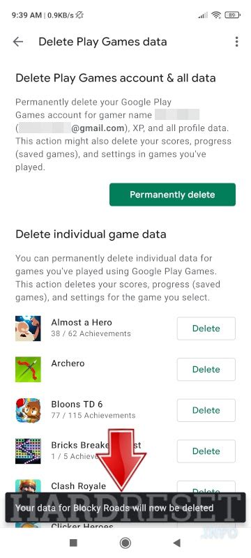how to clear game data google play