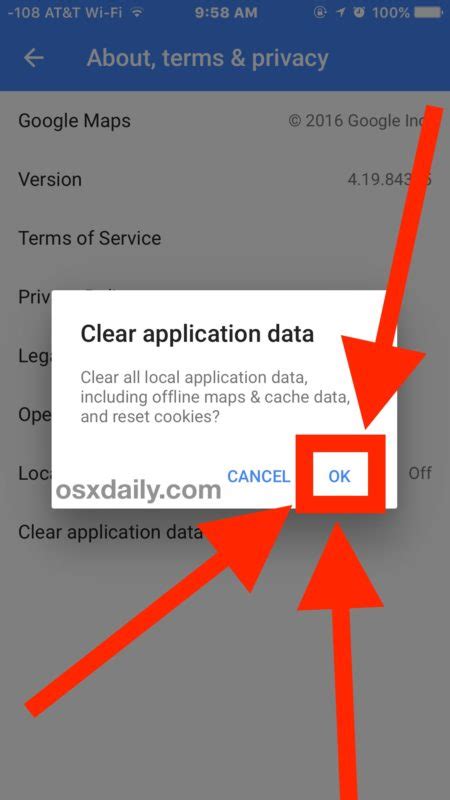 how to clear google maps data on iphone