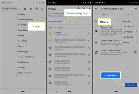 how to clear history from google account
