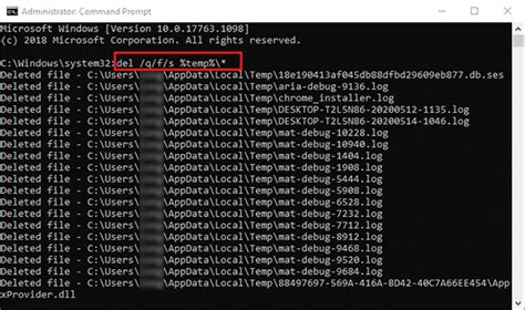 how to clear temporary files using cmd
