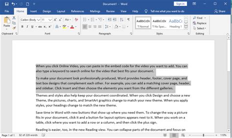 how to clear text in word