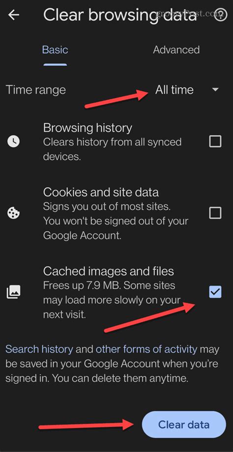 how to clear the cache on my phone browser