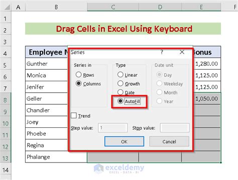 how to click on excel cell using keyboard