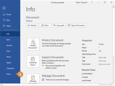 how to close a document without exiting microsoft word