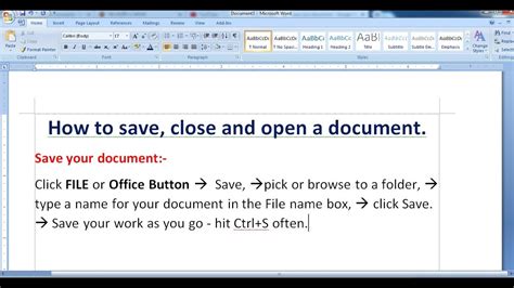 how to close a document without exiting word