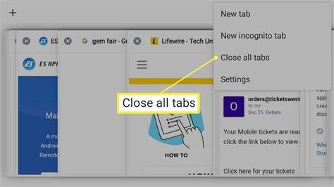 how to close all tabs on android
