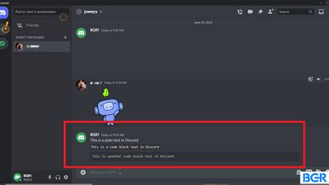 how to code block on discord