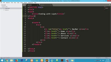 how to code navigation bar in html