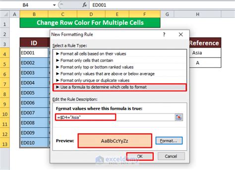 how to color a row in excel based on cell text