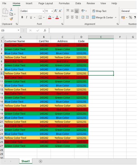 how to color code excel rows