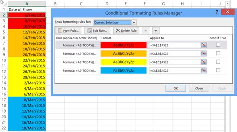 how to color code expiration dates in excel