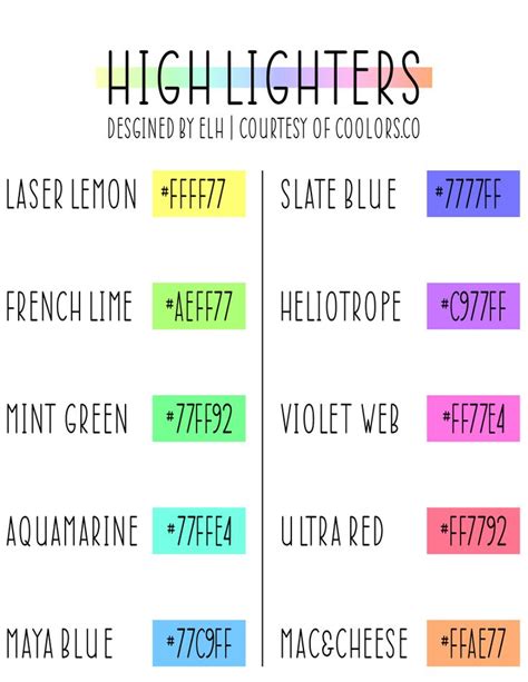 how to color code highlighters