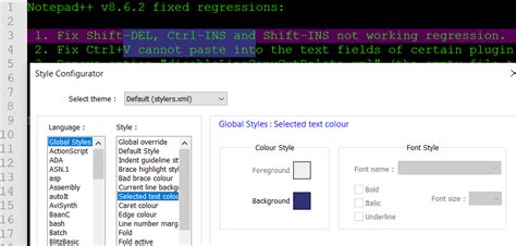 how to color selected text in notepad ++