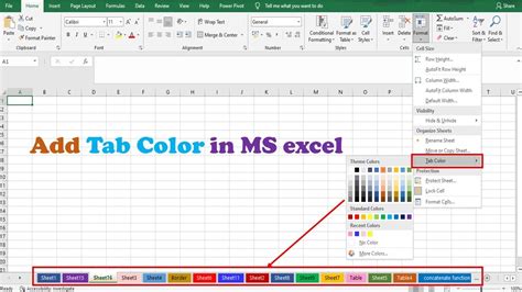 how to color tab name in excel