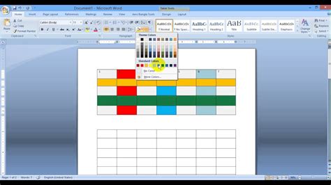 how to color your table in word