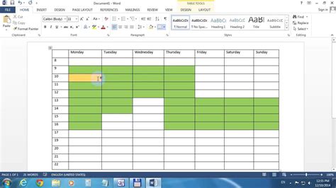 how to colour a cell in word