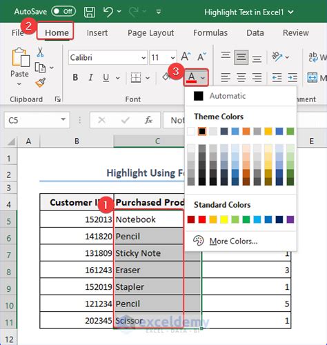 how to colour highlight text in excel