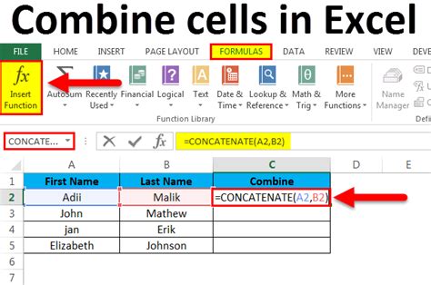 how to combine 4 cells into one in excel