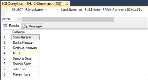 how to combine two column values in sql
