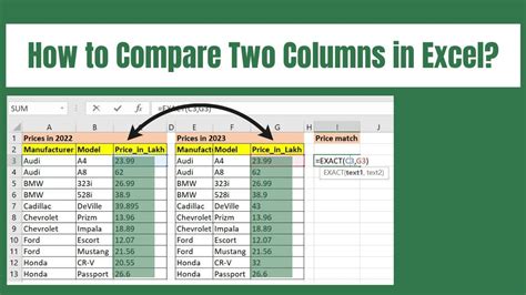 how to compare exact match in excel
