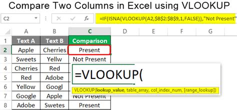 how to compare two excel sheets using vlookup