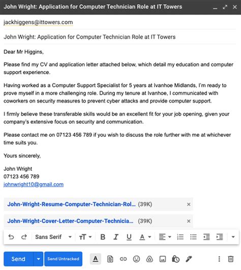 how to compose an email for job application