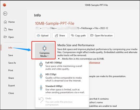 how to compress powerpoint file and open it on sheets