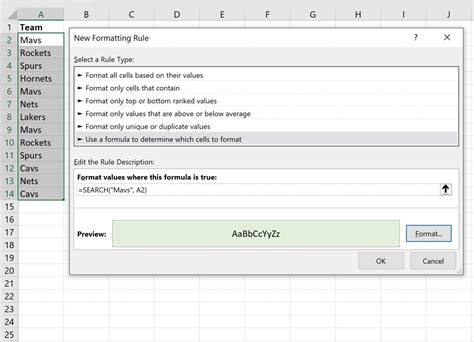 how to conditional format specific text in excel