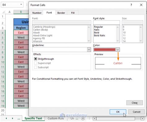 how to conditional format text color in excel